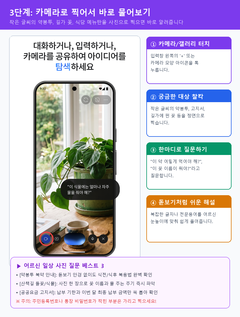 제미나이 앱 카메라로 사진 찍어 바로 물어보는 실제 화면 가이드